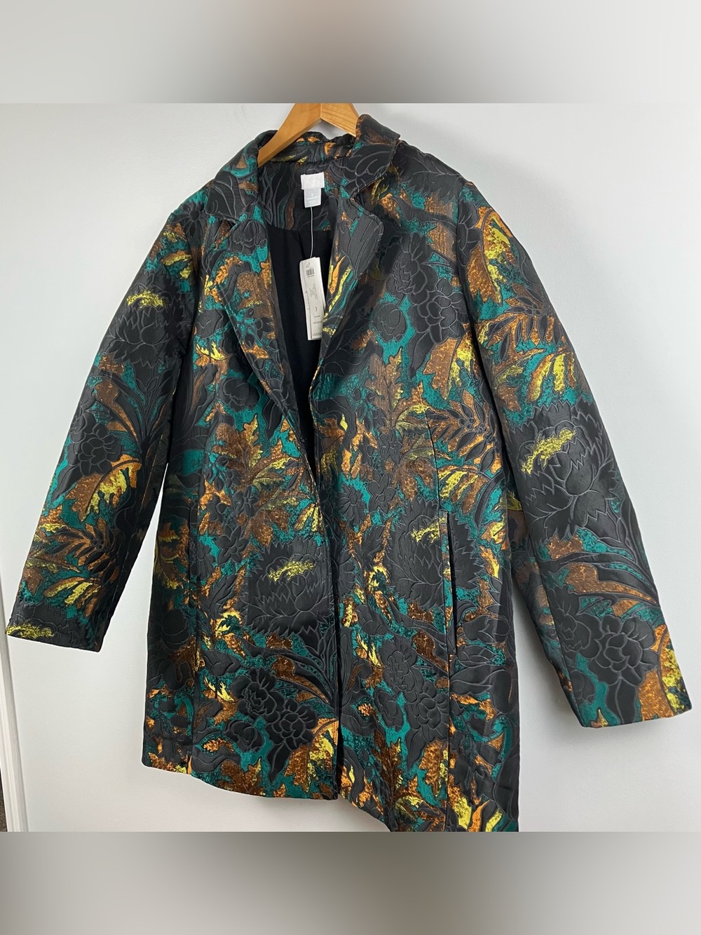 Occasion Topper Tapestry Brocade Longline Jacket Metallic Size 3 16/18 NWT